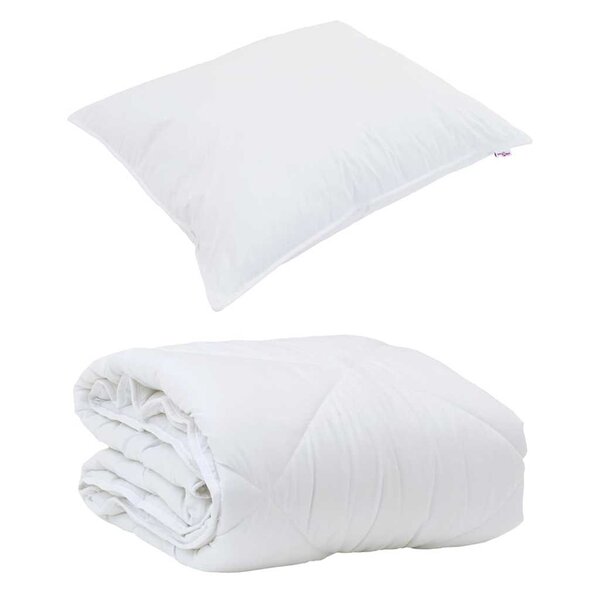 vidaXL Duvet d'été simple avec oreiller 2 Pièces Blanc Microfibre