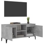 vidaXL Meuble TV avec pieds en métal Gris béton 103 5x35x50 cm