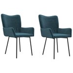 vidaXL Chaises à manger lot de 2 Bleu Velours