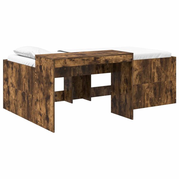 vidaXL Lit haut pour enfants avec bureau Chêne fumé 90 x 200 cm