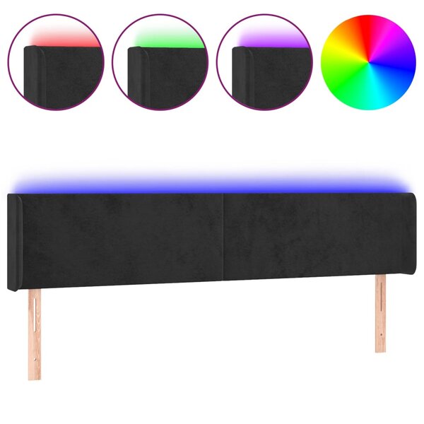 vidaXL Tête de lit à LED Noir 183x16x78/88 cm Velours
