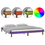 vidaXL Cadre de lit LED marron miel 120x190cm petit double bois massif