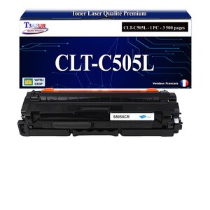T3AZUR - Toner compatible avec Samsung CLT-C505L pour Samsung ProXpress C2620DW C2670FW C2680FX - Cyan