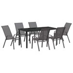 vidaXL Ensemble de salle à manger pour jardin 7 Pièces Gris