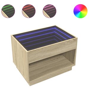 vidaXL Table basse avec LED infini chêne sonoma 70x50x50 cm