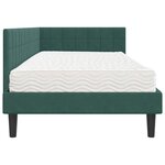 vidaXL Cadre de lit d'angle avec matelas 2 Pièces Vert Velours