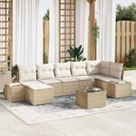 vidaXL Ensemble de canapé de jardin 8 Pièces Beige Poly rotin