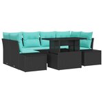 vidaXL Ensemble de Canapés avec coussin 7 Pièces Noir et Bleu polyrotin