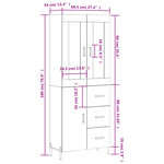 vidaXL Buffet haut Blanc 69 5x34x180 cm Bois d'ingénierie