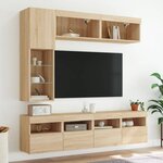 vidaXL Ensemble de meubles TV muraux 7Pièces et lumières LED chêne sonoma