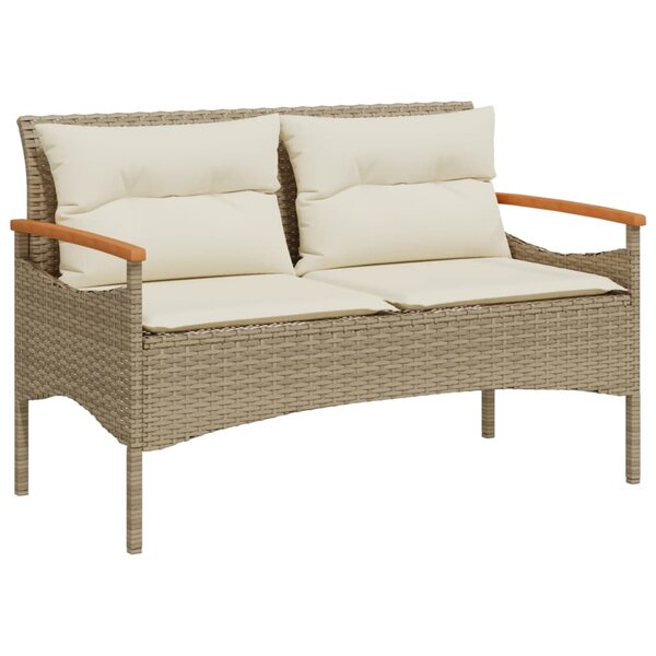 vidaXL Banc de jardin avec coussins 116x62 5x74cm beige résine tressée