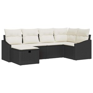 vidaXL Ensemble de canapé de jardin avec coussin 6 Pièces Noir et Crème