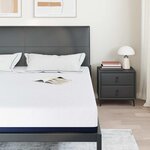 vidaXL Matelas Blanc et Bleu 200 x 200 cm Mousse à mémoire de gel