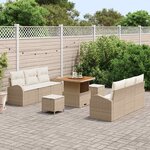 vidaXL Ensemble de canapé de jardin 9 Pièces Beige Poly rotin