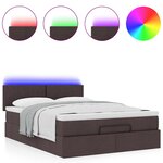 vidaXL Lit ottoman avec matelas et LED marron foncé 140x190 cm tissu