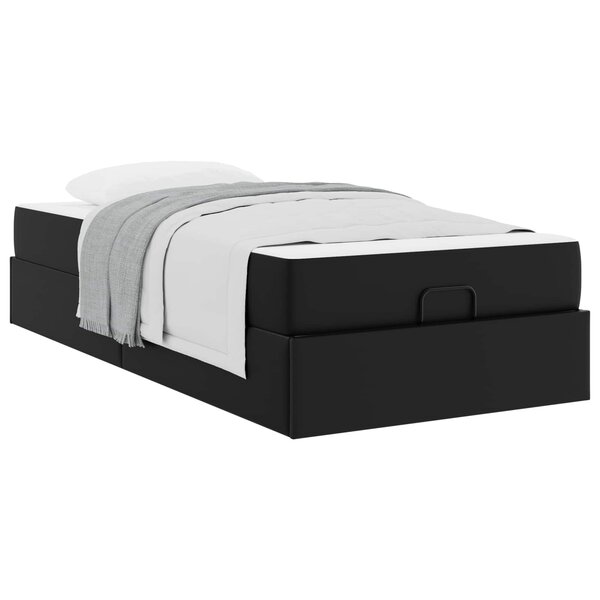 vidaXL Cadre de lit avec matelas avec matelas 2 Pièces Noir PVC