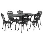 vidaXL Ensemble de salle à manger de jardin 7 pièces en aluminium coulé noir