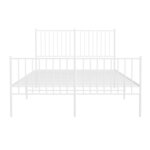 vidaXL Cadre de lit métal sans matelas et pied de lit blanc 135x190 cm