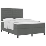 vidaXL Lit à ressorts avec matelas Gris foncé 140 x 200 cm tissu