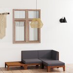 vidaXL Salon de jardin 4 Pièces avec coussins Bois d'acacia solide