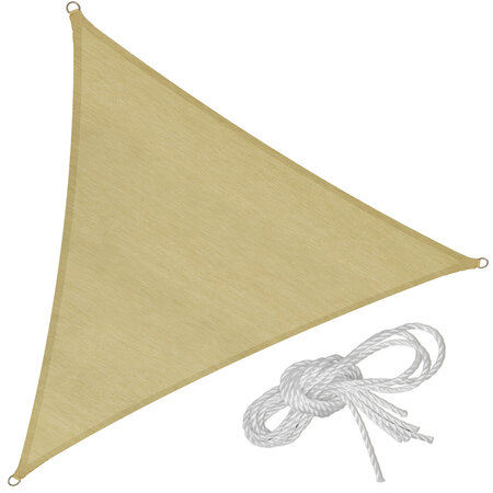 Tectake Voile d'ombrage triangulaire, beige - 360 x 360 x 360 cm
