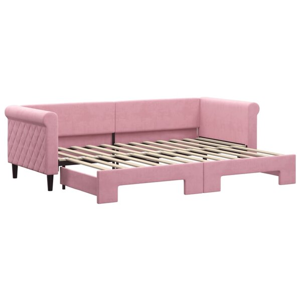 vidaXL Lit de jour avec gigogne sans matelas rose 80x200 cm