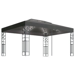 vidaXL Tonnelle avec double toit et lumières LED 3x4 m Anthracite