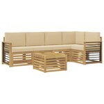 vidaXL Ensemble de canapés d'extérieur 6 pc Blanc et Beige Polyester