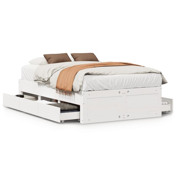vidaXL Cadre de lit sans matelas avec tiroirs 120x190 cm bois de pin