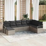 vidaXL Ensemble de canapé de jardin avec coussin 8 Pièces Gris clair