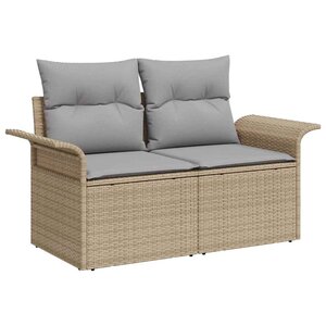 vidaXL Ensemble de canapé de jardin 6 Pièces Beige Poly rotin