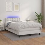 vidaXL Sommier à lattes de lit matelas LED blanc 120x190 cm similicuir