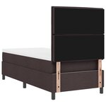 vidaXL Lit à ressorts avec matelas et LED  marron foncé  90 x 200 cm  tissu