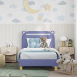 vidaXL Cadre de lit pour enfants avec tête de lit Bleu denim tissu
