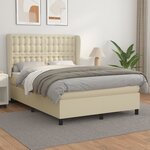 vidaXL Sommier à lattes de lit avec matelas Crème 140x190cm Similicuir