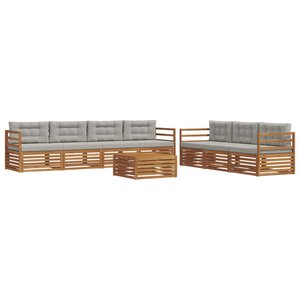 vidaXL Ensemble de canapés d'extérieur 8 Pièces Gris Naturel et Clair