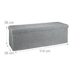 Banquette banc pour coffre de rangement en lin avec couvercle gris 114 cm 3013010