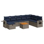 vidaXL Salon de jardin 9 Pièces avec coussins gris résine tressée