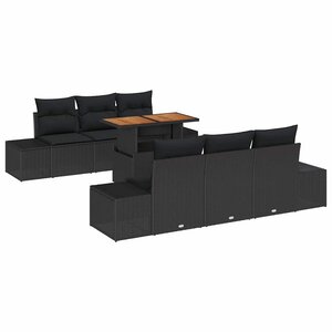 vidaXL Ensemble de salle à manger pour jardin 7 Pièces Noir et Marron