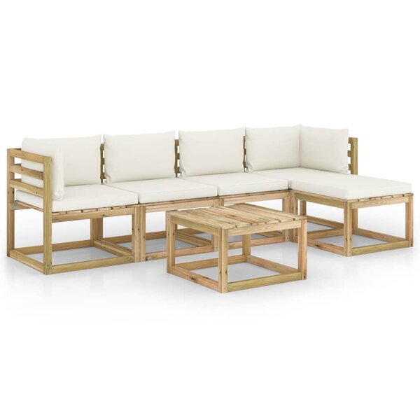 vidaXL Salon de jardin 6 Pièces avec coussins bois de pin imprégné