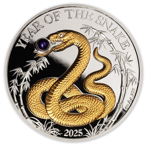 SNAKE Freshwater Pearl Chinese Lunar Year 1 Once Argent Monnaie 20 Vatu Vanuatu 2025