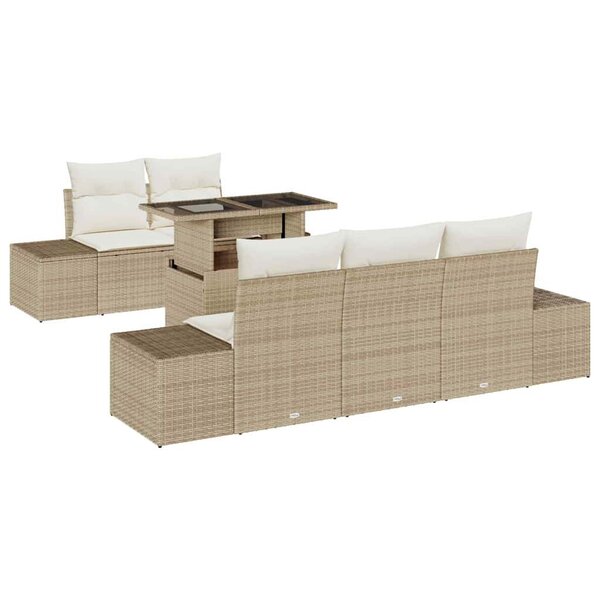 vidaXL Ensemble de canapé de jardin avec coussin 6 Pièces Beige  Crème