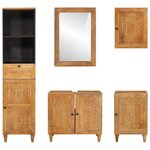 vidaXL Ensemble de mobilier de salle de bain avec tiroir 5 Pièces Marron