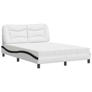 vidaXL Lit avec matelas Hvar blanc et noir 140x190 cm similicuir