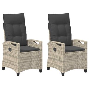 vidaXL Chaise de jardin 2 pc Gris clair et gris foncé
