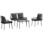 vidaXL Ensemble de meubles de jardin 4 pc Noir et Crème polyrotin