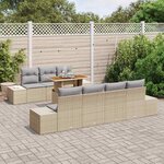 vidaXL Ensemble de canapé de jardin 8 Pièces Beige Poly rotin