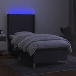 vidaXL Sommier à lattes de lit matelas LED Gris foncé 90x200cm Tissu