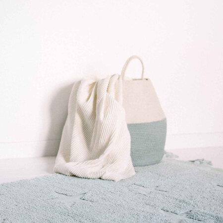 Panier de rangement avec poign es en coton tress bleu beige 35