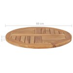 vidaXL Dessus de table Bois de teck solide Rond 2 5 cm 60 cm